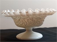 Westmoreland Bramble Milk Glass Pedestal Compote