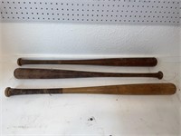 (3) Vintage/Antique Wooden Baseball Bats
