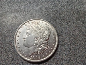 1896 Morgan silver dollar coin