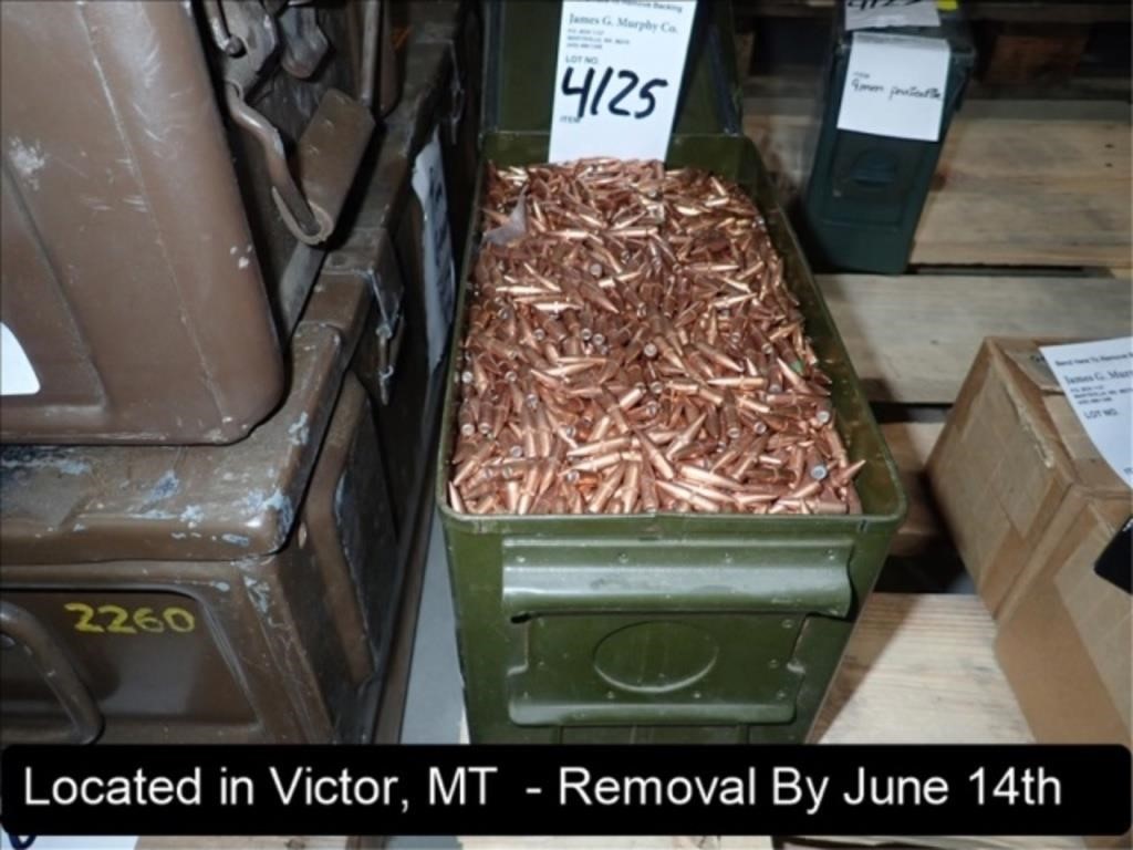 LOT, (1) .50 AMMO CAN OF .223 PROJECTILES