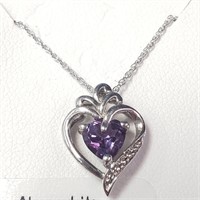 $80 Silver Amethyst 19" Necklace