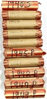 (10) Rolls 1940's Wheat Cent Penny Lot