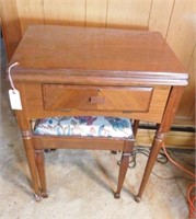 Mahogany sewing machine case with singer