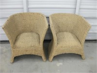 Pair Of Wicker & Rope Chairs