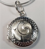 $80 Silver Locket 18"  Necklace
