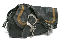 CHRISTIAN DIOR "GAUCHO SADDLE" BLACK LEATHER BAG