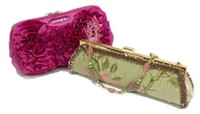 (2) PAUL KA PINK ROSE EVENING CLUTCH & BEADED BAG