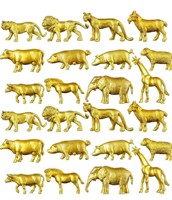 ($40) 24 Pcs Gold Plastic Animal Figurines Toys