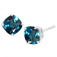 5MM Cushion Cut London Blue Topaz 1.35CTW Stud Ear