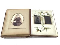 Album w 9 Tintypes, 1 Cabinet Card, Floral Pages
