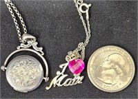 2 Necklaces - .925 Mom & Locket w .925 Chain