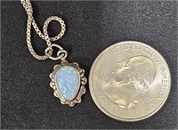 .925 Sterling Silver & Mexican Jelly Opal Necklace