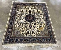 Persian Style Cream and Brown Wool Rug