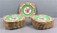 (17) Royal Bayreuth Gilt Floral Porcelain Plates