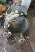Large Roll of Wire and galvanized tubs, 2 fans