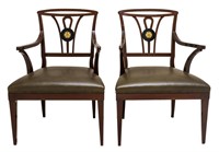 Queen Anne Revival Armchairs, Pair