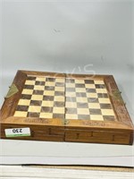 folding wood chess board w/ drawers