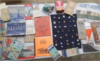 Pins, maps, bottle caps, misc.