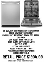 GE Built-In Dishwasher w/ Warranty