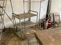 1 LOT 2 ITEMS, ROLLING BASKET CART AND STEEL