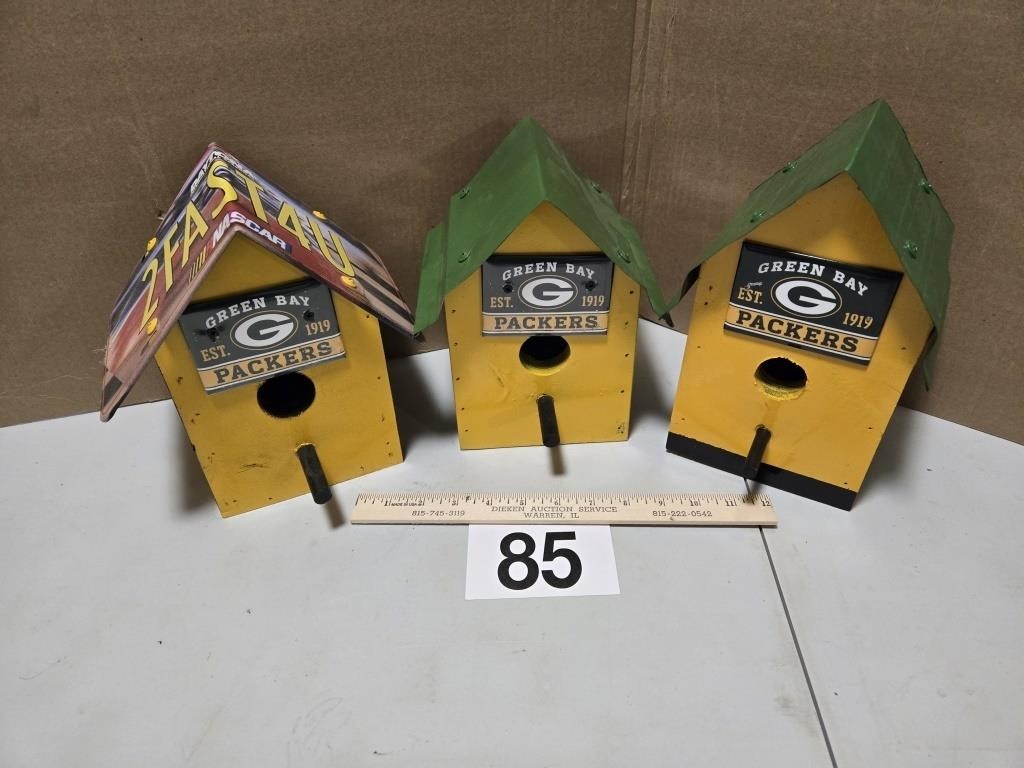 3 PACKER BIRD HOUSES