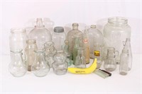 21 Vintage Mixed Clear Glass Novelty Bottles++