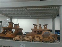 Shelf of wood cars
