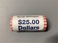 $25 BANK ROLL WASHINGTON $1 COINS