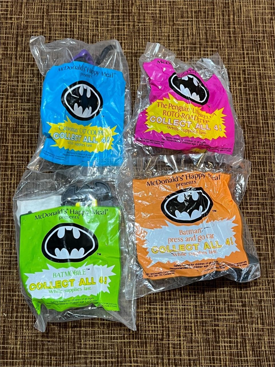 Vtg McDonald's Happy Meal Batman Toys 1991 - Qty 4