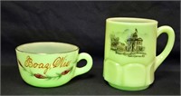(2) Custard Glass Souvenir Cup/Mug - See Desc