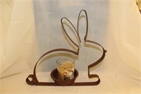 Metal rabbit candle holder