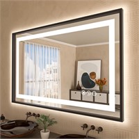 Amorho 48x 30 Black LED Mirror for Bathroom