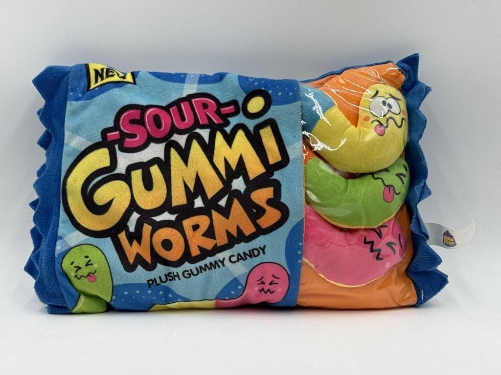 Sour Gummi Worms Candy w/3 Worms Plush