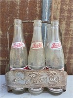 Vintage Drink Pepsi cola glass bottles and