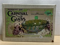 Carnival Glass Oval Centre Bowl In Box
