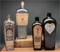 Antique Geneva Liquor Case Gin Bottles (3)