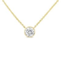 10K Gold Diamond Pendant Necklace - Modern Bezel-S