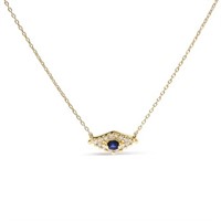 10K Gold Evil Eye Pendant Necklace with Blue Sapph