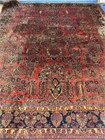Antique Hand Knotted Persian Sarouk 11.9x9 ft