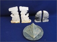 Carved Onyx Book Ends etc