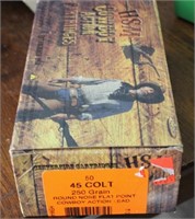 box of 45 colt 44 rounds 250grn round nose hsm