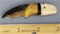 Seal claw with carved ivory head 2.5" long