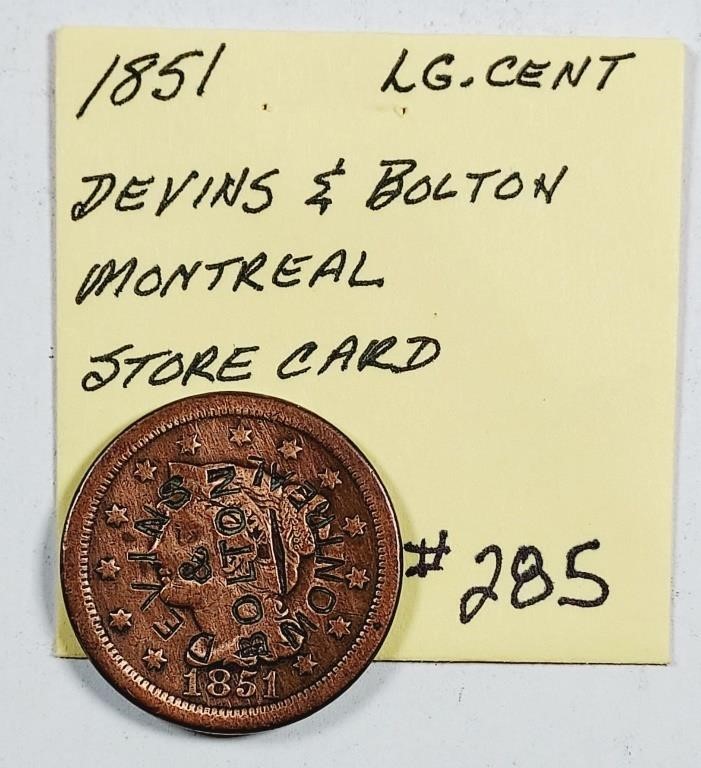 1851  Large Cent   Devins & Bolton Montreal stamp