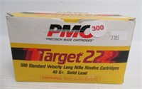 (450) Rounds of PMC target 22 LR 40GR in boxes.