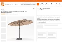 N4628  PHI VILLA 15 ft. Market Umbrella 2-Side, Be