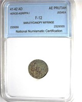 41-42 AD Judea Herod-Agrippa NNC F12 AR Prutah