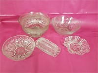 Assortment of Clear Pressed Glass Bowls, Butter