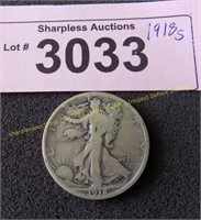 1918 S Walking Liberty silver half dollar