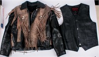 Hudson Leather Motorcycle Jacket and Leather Vest