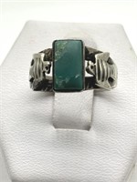 Antique Sterling Old Pawn Turquoise Ring